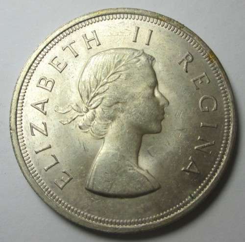 5 SHILLINGS 1955 UNION OF SOUTH AFRICA *SILVER* COIN - RAKC/238