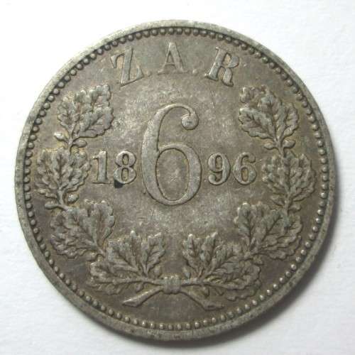 6 PENCE 1896 ZAR *SILVER* COIN - RAKC/106