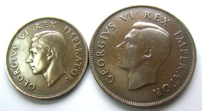 1941 Union of South Africa Half and One Penny
