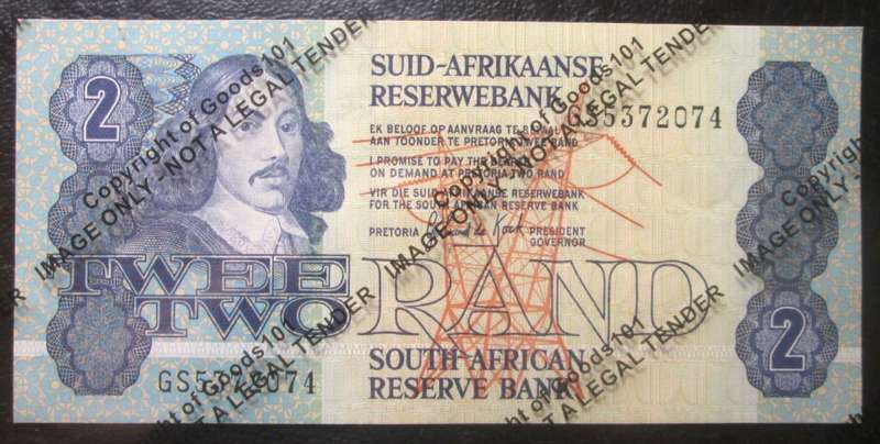 TWO RAND REPUBLIC OF SOUTH AFRICA BANKNOTE SERIAL Nr GS5372074 - RAKN/11