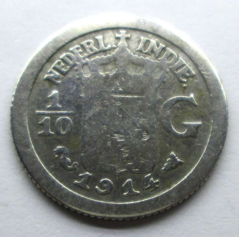 1914 Netherlands East Indies 1/10 Gulden