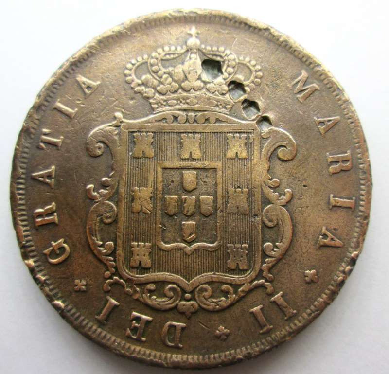 20 REIS 1848 PORTUGAL REGINA MARIA II COIN - SC/109