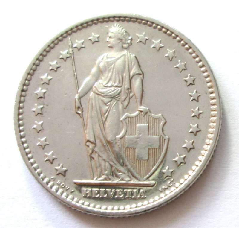2 FRANCS 1973 HELVETIA SWITZERLAND COIN - SC/151