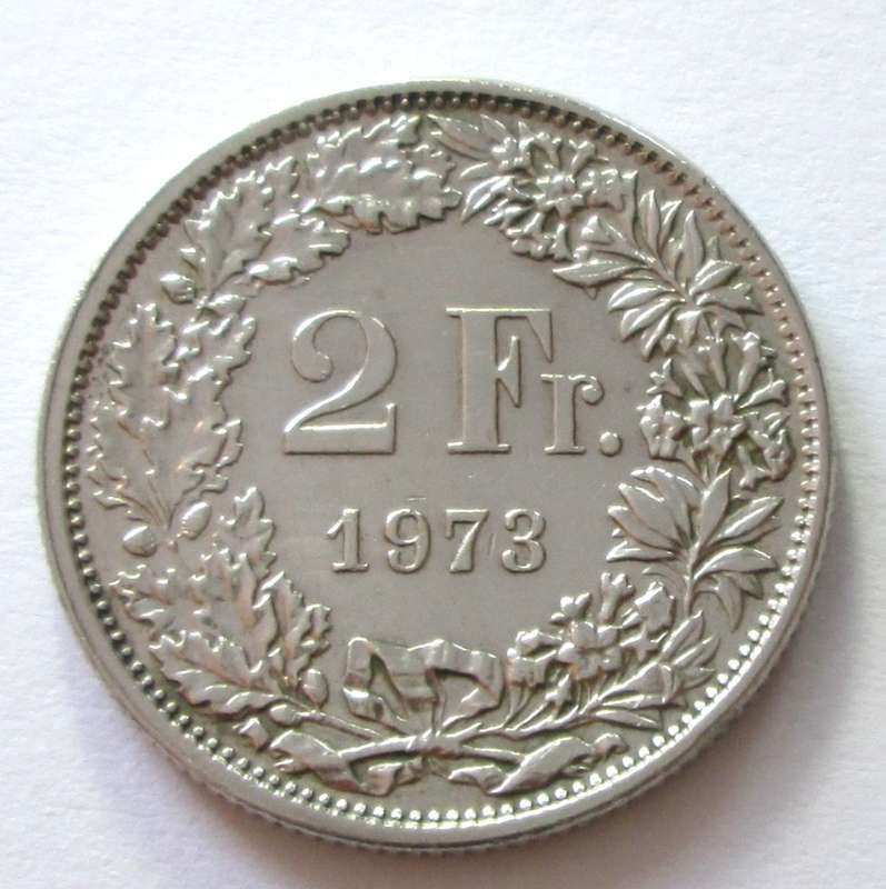 2 FRANCS 1973 HELVETIA SWITZERLAND COIN - SC/151