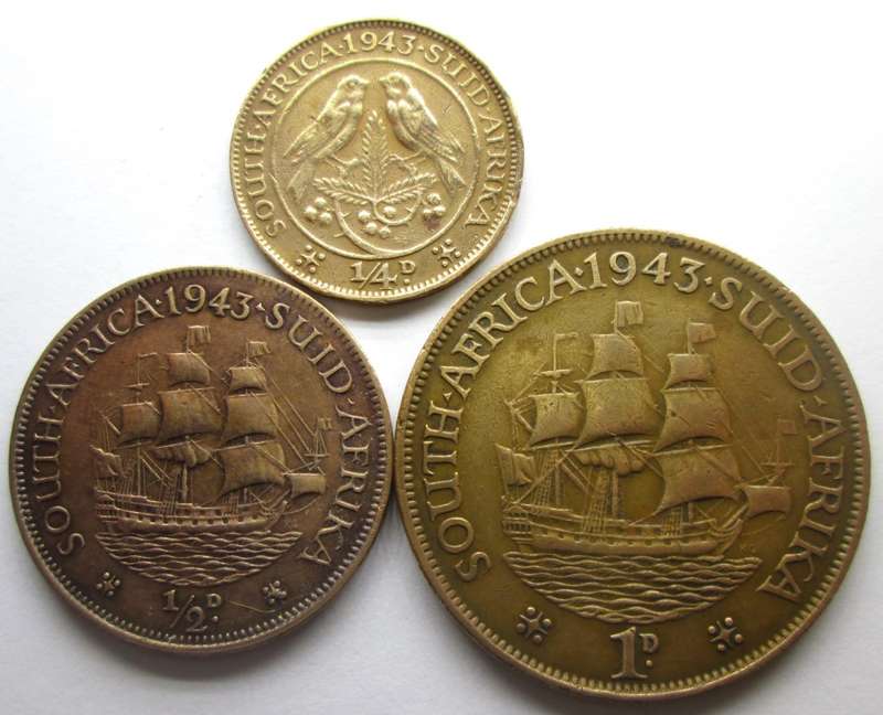 1943 Quarter with Half and One Penny Union of South Africa