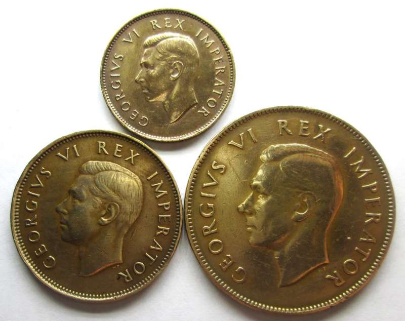 1946 Union of South Africa Quarter with Half and One Penny