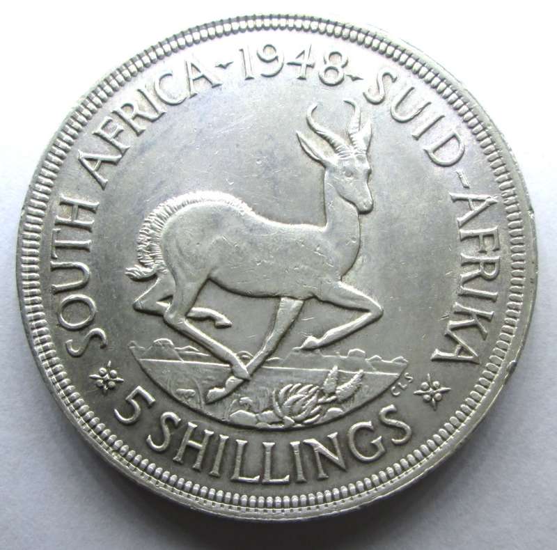 5 SHILLING 1948 UNION OF SOUTH AFRICA *SILVER* COIN - F/26