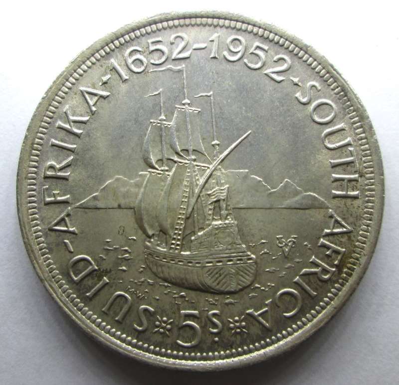 5 SHILLING 1952 UNION OF SOUTH AFRICA *SILVER* COIN - F/72