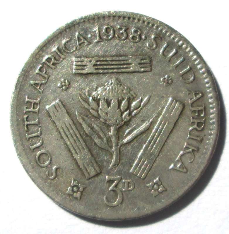 1938 Union of South Africa 3 Pence