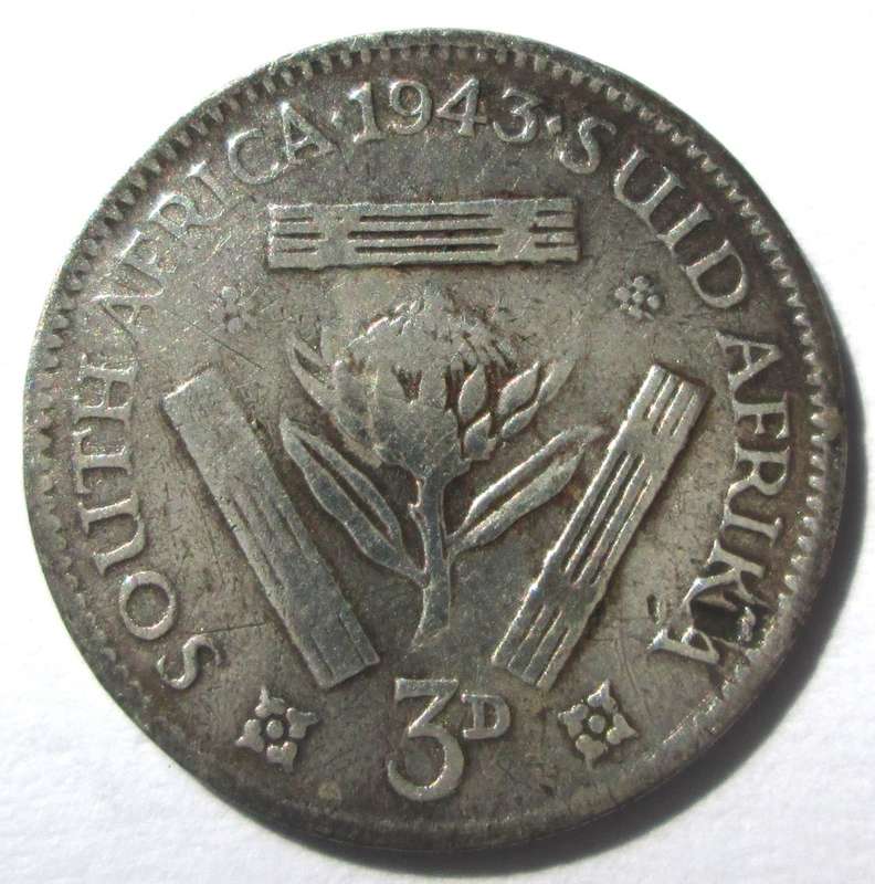 1943 Union of South Africa 3 Pence