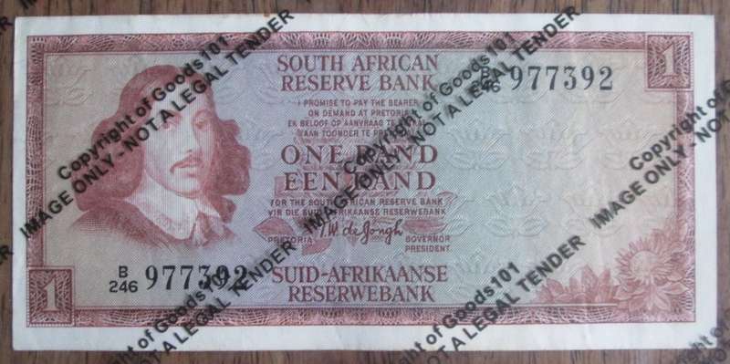 One Rand Republic of South Africa Serial Nr B246 977392