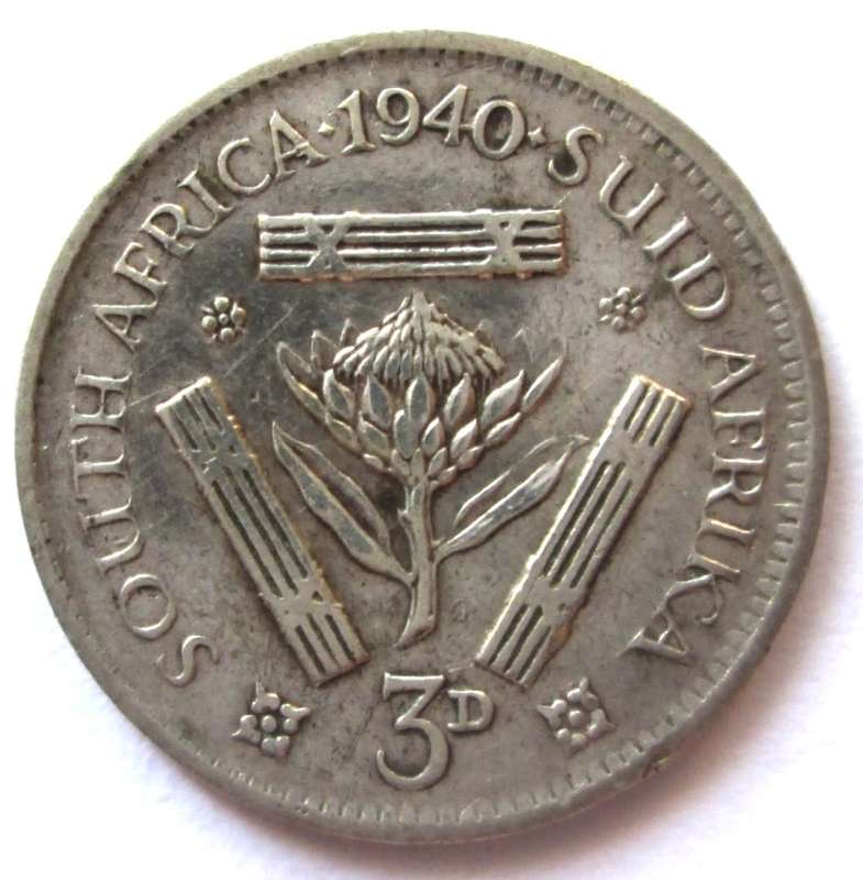 1940 Union of South Africa 3 Pence