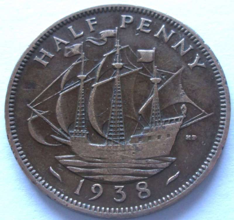 1938 Great Britain Half Penny