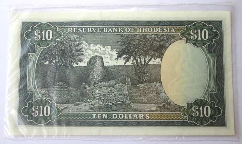 1979 Rhodesia Banknote Ten Dollars Serial Nr J57 076691