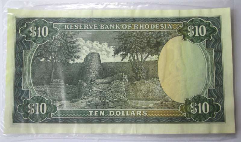 1979 Rhodesia Banknote Ten Dollars Serial Nr J53 702796