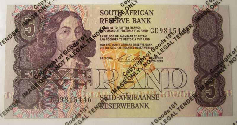 Five Rand Republic of South Africa Serial Nr CD9815446