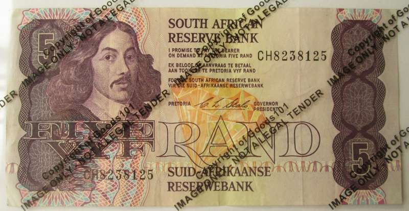 Five Rand Republic of South Africa Serial Nr CH8238125