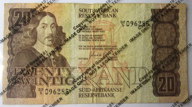 Twenty Rand Republic of South Africa Serial Nr D2 5 096285