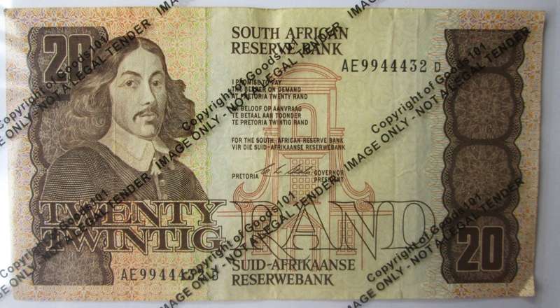 Twenty Rand Republic of South Africa Serial Nr AE9944432 D
