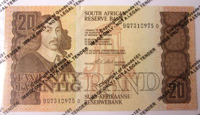 Twenty Rand Republic of South Africa Serial Nr BQ7310975 D