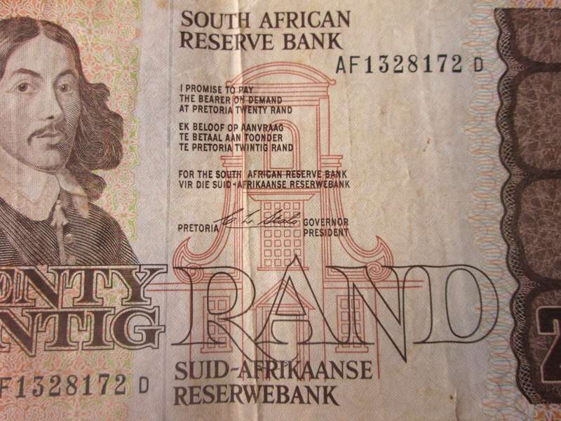 Twenty Rand Republic of South Africa Serial Nr AF1328172 D