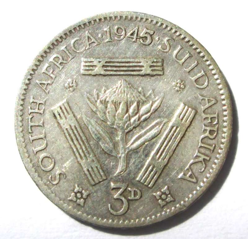 1945 Union of South Africa 3 Pence