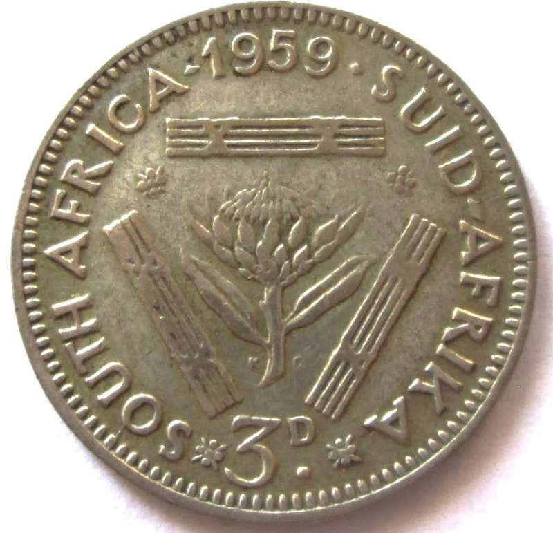 1959 Union of South Africa 3 Pence