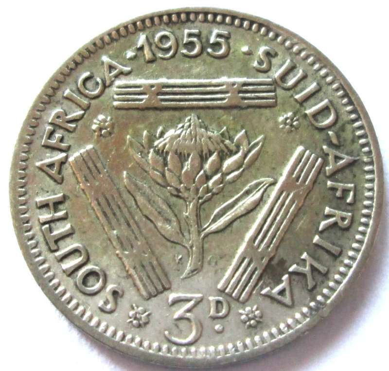 1955 Union of South Africa 3 Pence