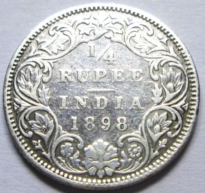 1898 India Quarter Rupee