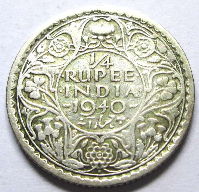 1940 British India Quarter Rupee