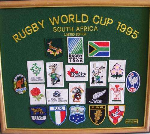 Rugby World Cup Team Badges Framed