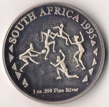 1995 RUGBY WORLD CUP 1 Oz SILVER MEDALLION IN ORIGINAL BOX