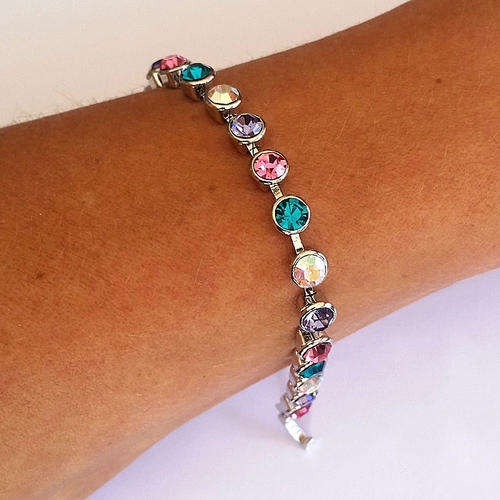 Colourful crystal charm bracelet made with Swarovski Elements