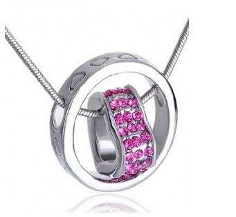 Swarovski Elements Pink Crystal Heart  Ring Pendant