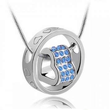 Swarovski Elements Sky Blue Crystal Heart  Ring Pendant