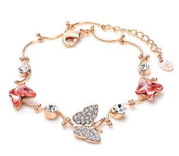 Rose gold coloured Rhodium-plated Crystal Butterfly Bracelet made with SWAROVSKI ELEMENTS
