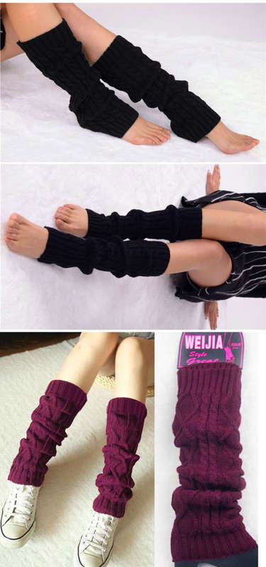 Fashion  Women Winter Knit Crochet Leg Warmers Knee High Trim Boot Socks Legging Wamer variety Color
