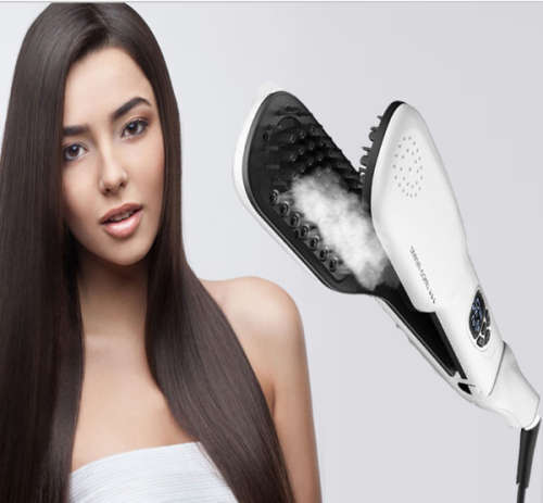 Umate Professional Steam 3D Comb Hair Straightener Brush with LCD Display