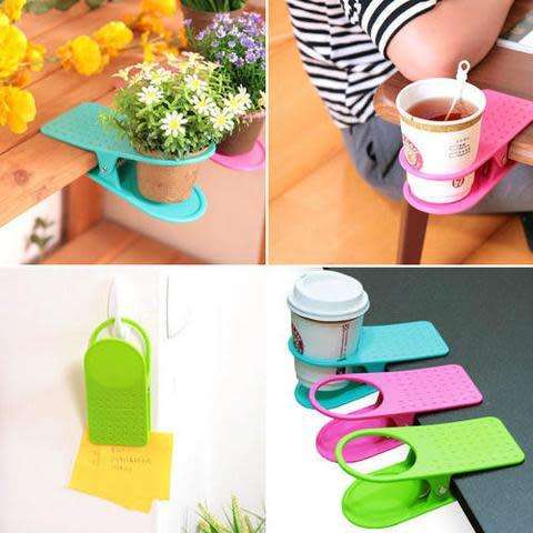 Home Office Desk table clip drink cup cans Coffee mug clip - on Holder Drink clip