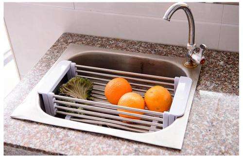 Telescopic Kitchen Sink Dish Drying Rack Insert Storage Organizer Tray