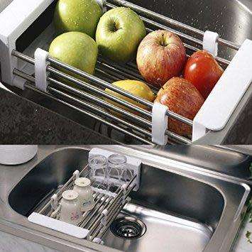 Telescopic Kitchen Sink Dish Drying Rack Insert Storage Organizer Tray