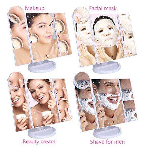 Trifold Dimmable LED Magnifying Makeup Mirror