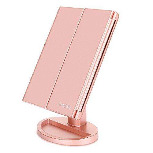 Trifold Dimmable LED Magnifying Makeup Mirror