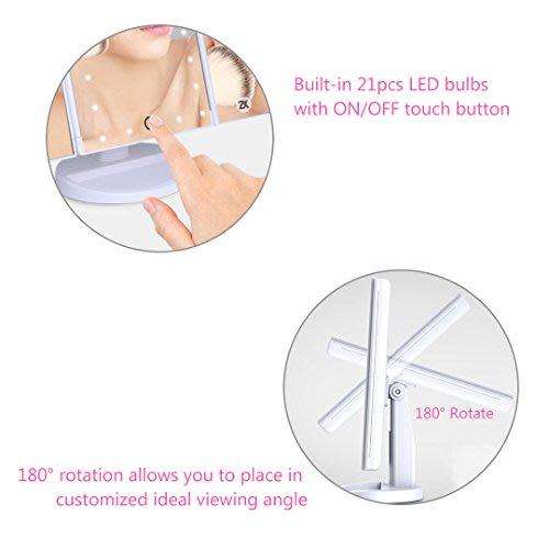 Trifold Dimmable LED Magnifying Makeup Mirror