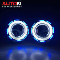 AUTOKI 2.5 INCHES BI-XENON PROJECTOR LENS + PROJECTOR SHROUD + SUPER BRIGHT LED ANGEL EYES+BALLAST+L