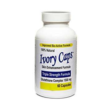 IVORY CAPS Glutathione Skin Whitening Max Bio-Active 1500mg 60 Caps