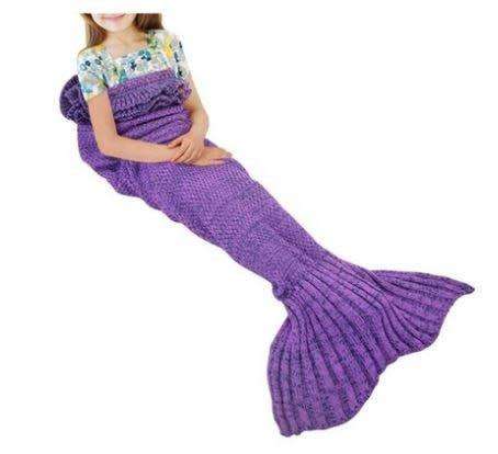 MERMAID TAIL BLANKET (KIDS SIZE) PINK, BLUE & PURPLE COLOURS