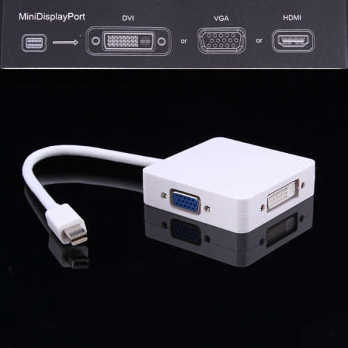 NEW 3 IN1 MINI DISPLAYPORT THUNDERBOLT TO HDMI DVI VGA ADAPTER FOR APPLE MACBOOK PRO AIR IMAC MINI