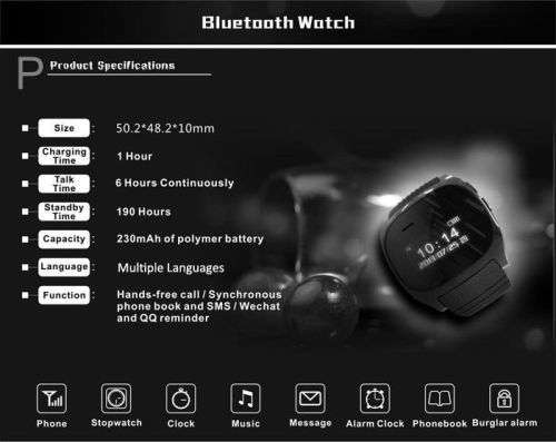 R-WATCH M18 LCD BLUETOOTH SMART WRIST WATCH FOR SMARTPHONE CALLS IOS ANDROID OS