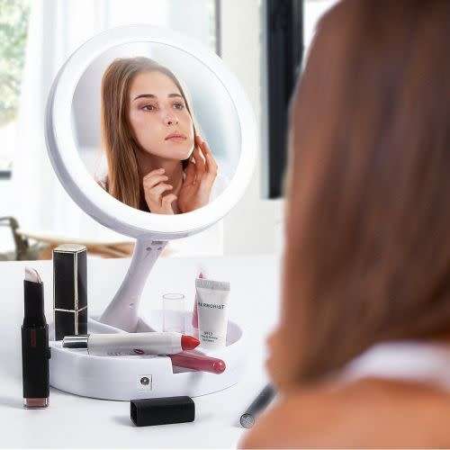 FOLD AWAY MIRROR LED-ILLUMINATED DOUBLE SIDED